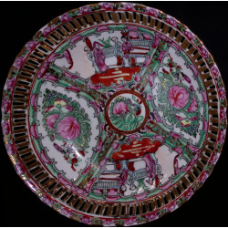 Bol jatte bords ajouré porcelaine de chine famille rose