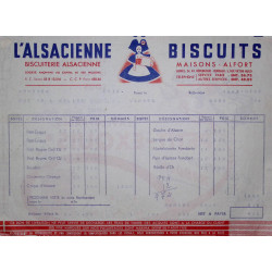 Ancienne facture professionnelle L'alsacienne Biscuits 1956